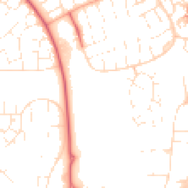 Daytime road noise heatmap for SN3 5DA