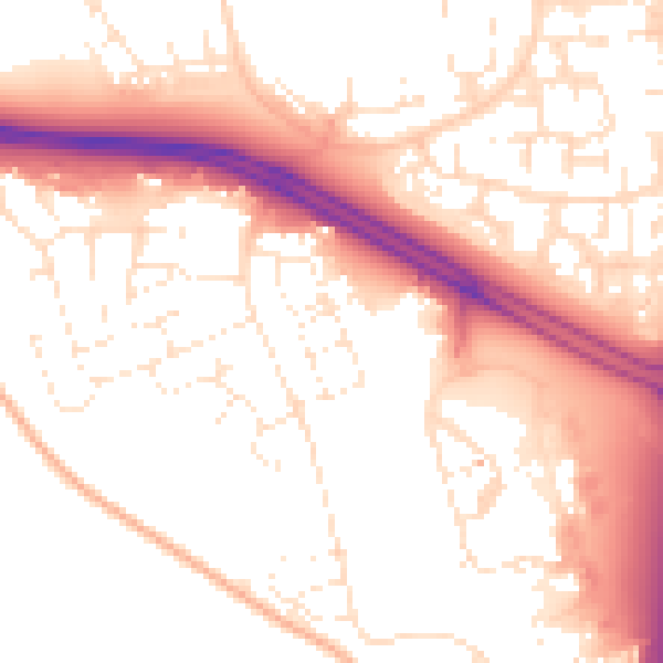 Daytime road noise heatmap for SN3 6AE