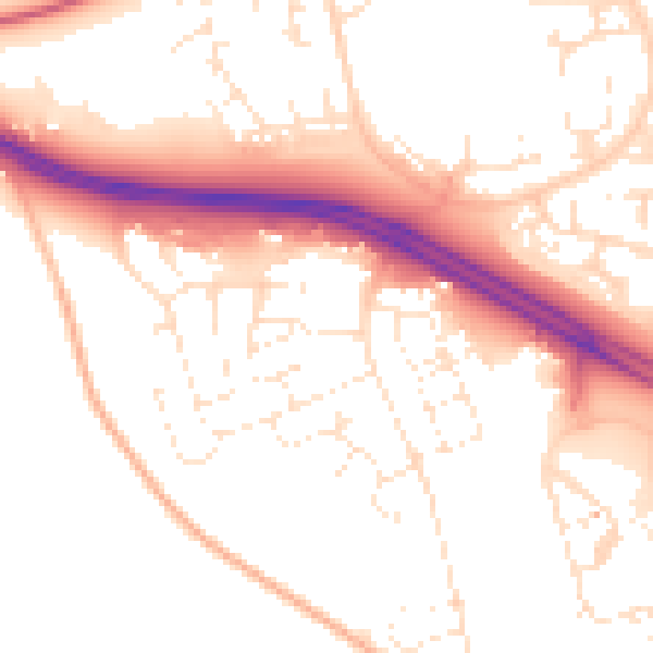 Daytime road noise heatmap for SN3 6BL