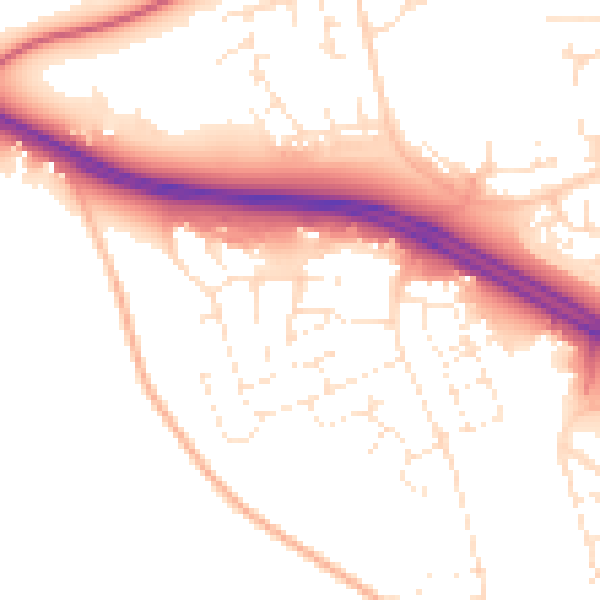 Daytime road noise heatmap for SN3 6BQ