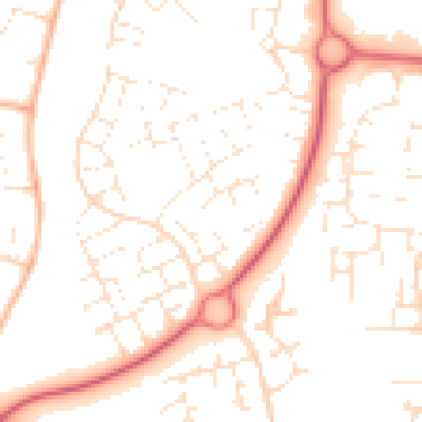 Daytime road noise heatmap for SN3 6BT