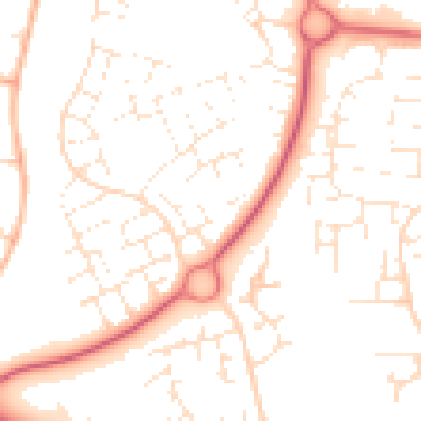 Daytime road noise heatmap for SN3 6BY