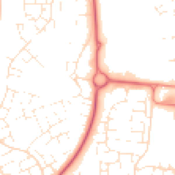 Daytime road noise heatmap for SN3 6DA