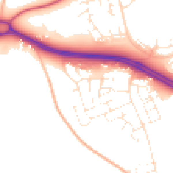 Daytime road noise heatmap for SN3 6DD