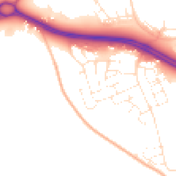Daytime road noise heatmap for SN3 6DE