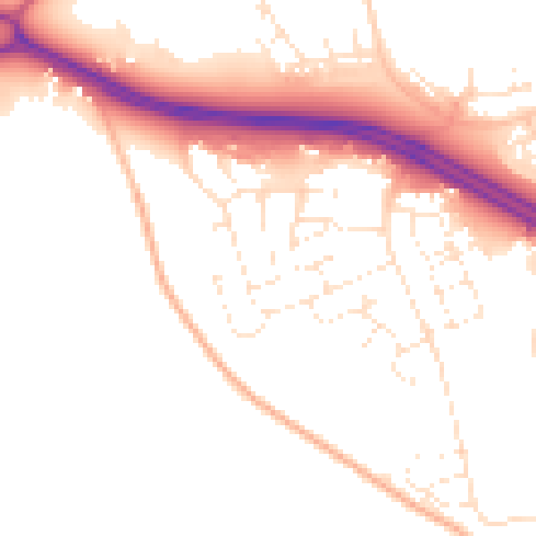 Daytime road noise heatmap for SN3 6DF