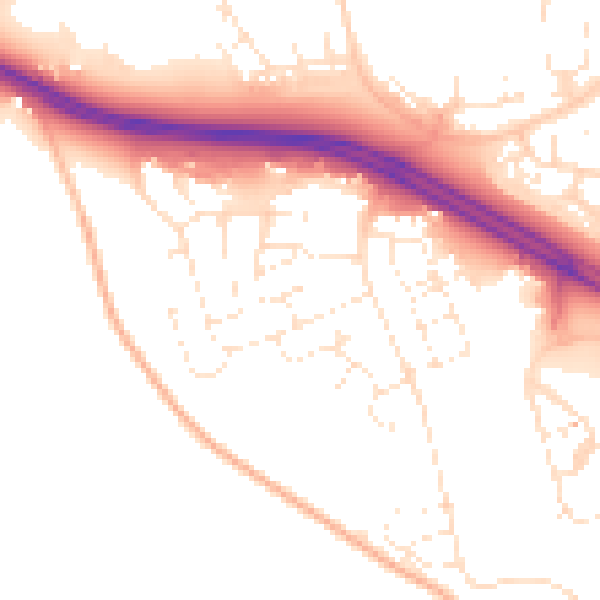Daytime road noise heatmap for SN3 6DJ