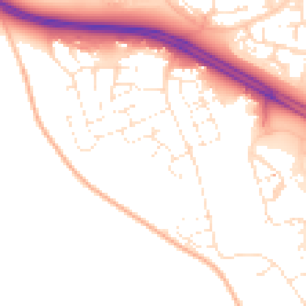Daytime road noise heatmap for SN3 6EF