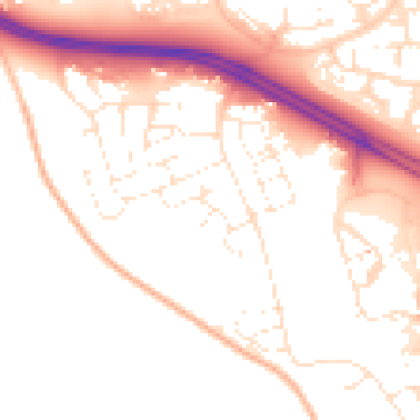 Daytime road noise heatmap for SN3 6EH