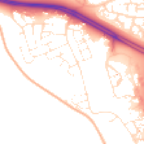 Daytime road noise heatmap for SN3 6EQ