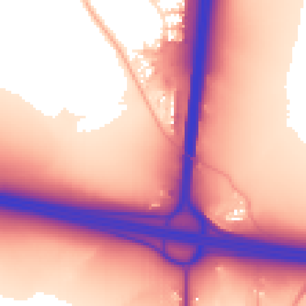 Daytime road noise heatmap for SN3 6FZ
