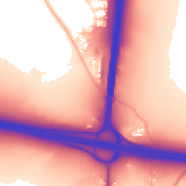 Daytime road noise heatmap for SN3 6GA