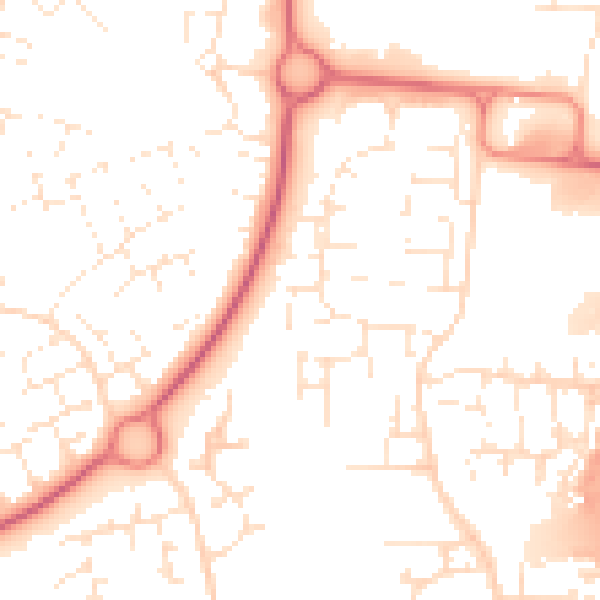 Daytime road noise heatmap for SN3 6JJ