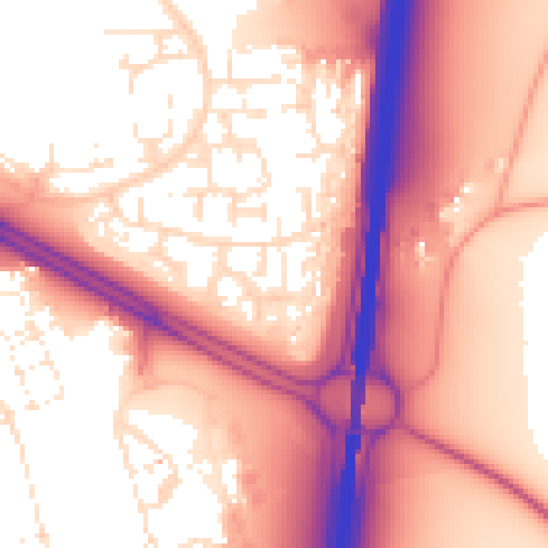 Daytime road noise heatmap for SN3 6NN