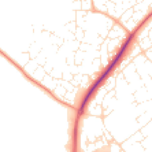 Daytime road noise heatmap for SN5 6EE