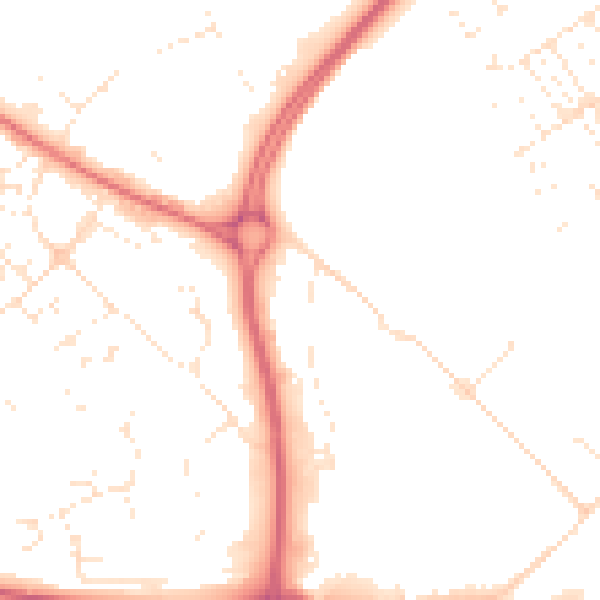 Daytime road noise heatmap for SN5 7YJ