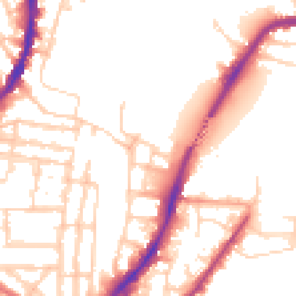 Daytime road noise heatmap for SO14 0AF