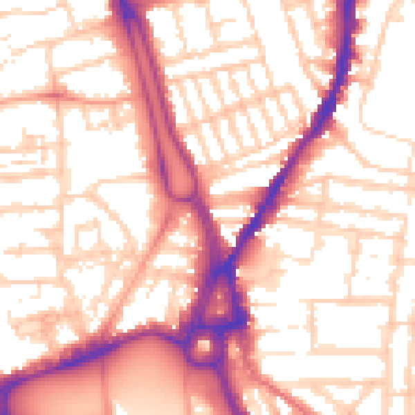 Daytime road noise heatmap for SO14 0AG