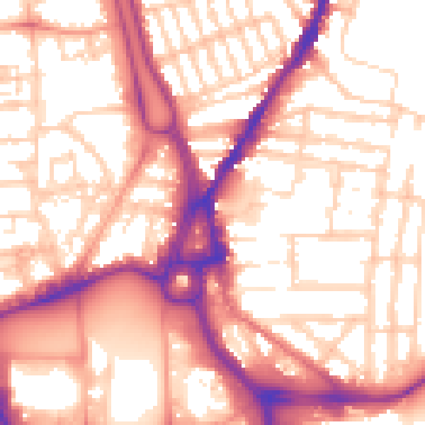 Daytime road noise heatmap for SO14 0AH