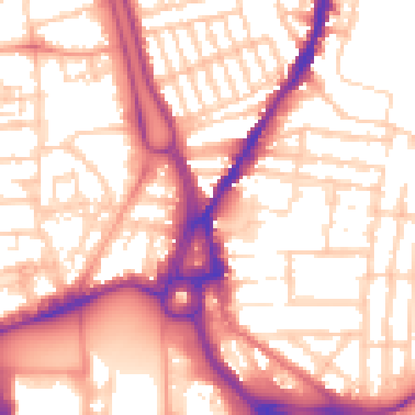 Daytime road noise heatmap for SO14 0AJ