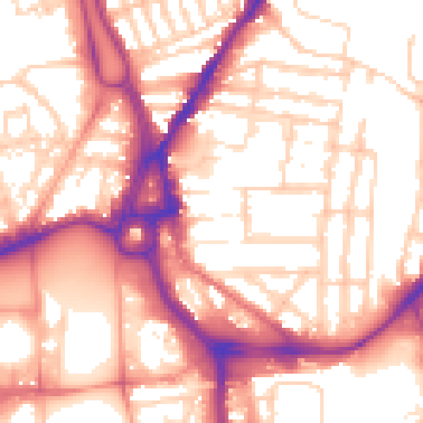 Daytime road noise heatmap for SO14 0AP
