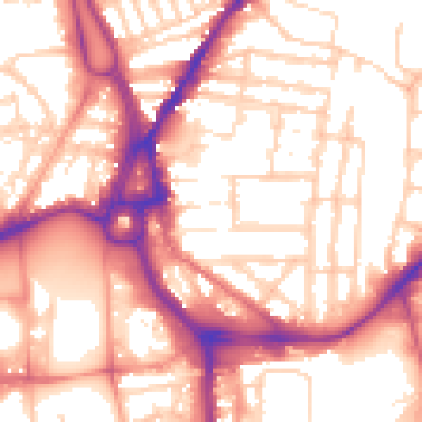 Daytime road noise heatmap for SO14 0AQ