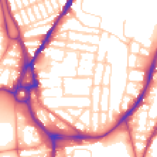 Daytime road noise heatmap for SO14 0AW