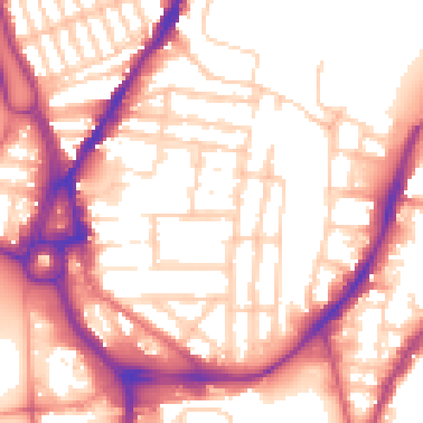 Daytime road noise heatmap for SO14 0AX