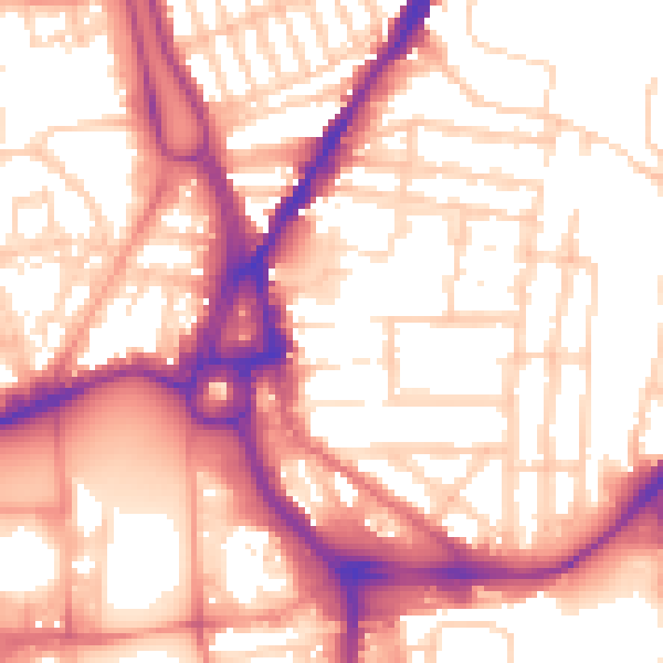 Daytime road noise heatmap for SO14 0AZ