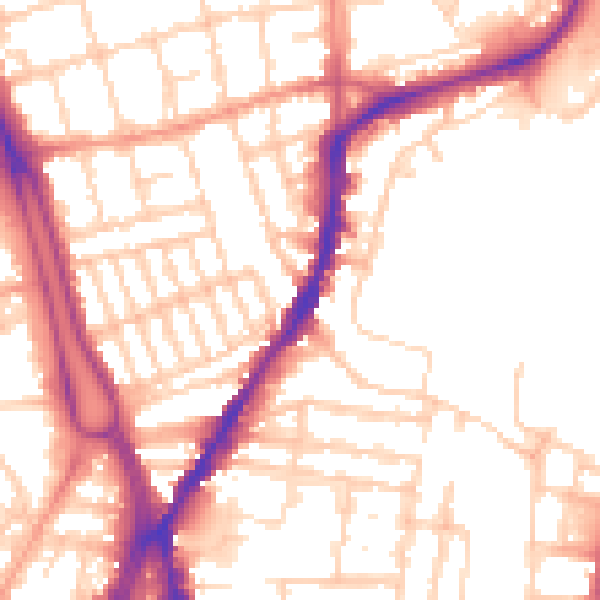 Daytime road noise heatmap for SO14 0BF