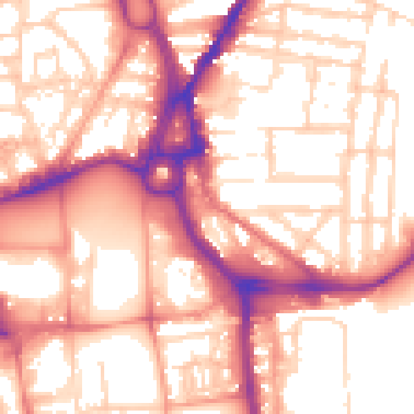 Daytime road noise heatmap for SO14 0BH