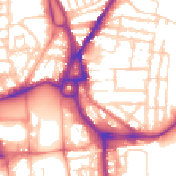 Daytime road noise heatmap for SO14 0BL