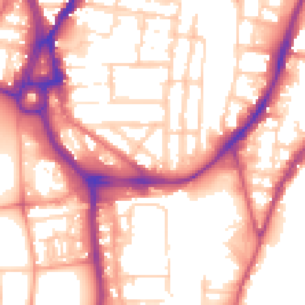 Daytime road noise heatmap for SO14 0BW