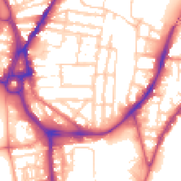 Daytime road noise heatmap for SO14 0DJ