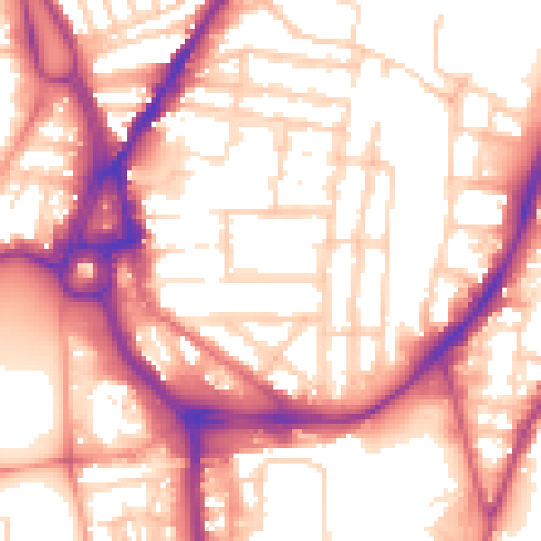 Daytime road noise heatmap for SO14 0DP