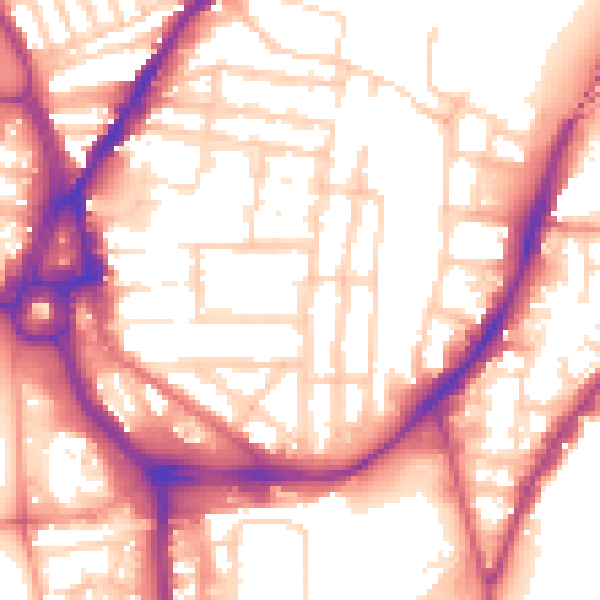 Daytime road noise heatmap for SO14 0DQ