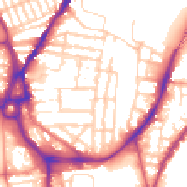 Daytime road noise heatmap for SO14 0DR