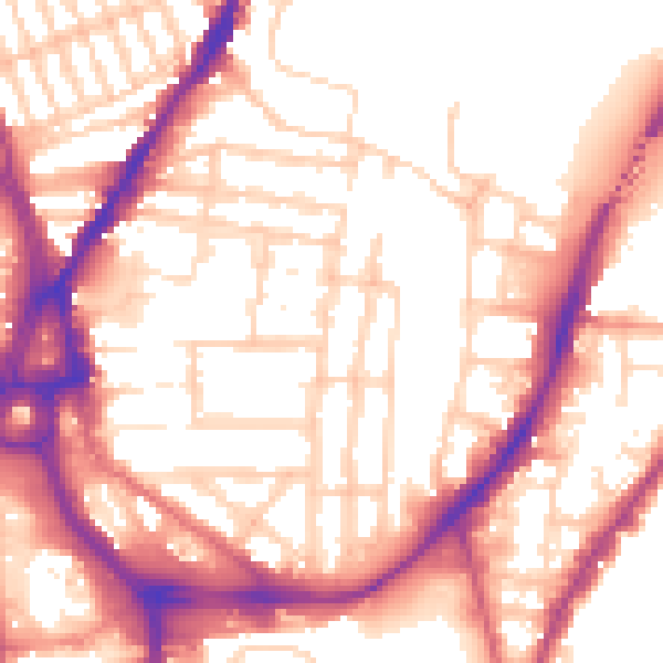 Daytime road noise heatmap for SO14 0DS