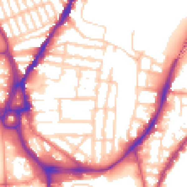 Daytime road noise heatmap for SO14 0DT