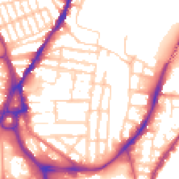 Daytime road noise heatmap for SO14 0DU