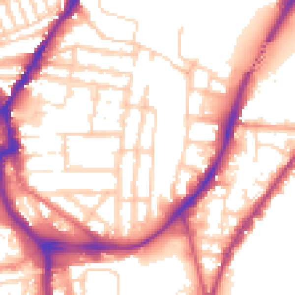 Daytime road noise heatmap for SO14 0ET