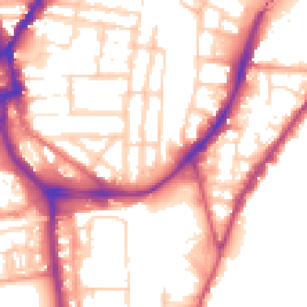 Daytime road noise heatmap for SO14 0EY