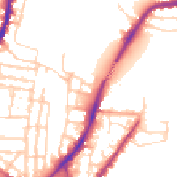Daytime road noise heatmap for SO14 0FJ