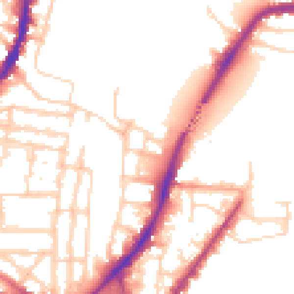 Daytime road noise heatmap for SO14 0FN