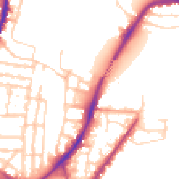 Daytime road noise heatmap for SO14 0FP