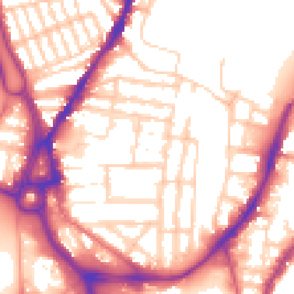 Daytime road noise heatmap for SO14 0NG