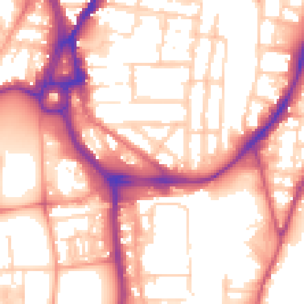 Daytime road noise heatmap for SO14 0NW