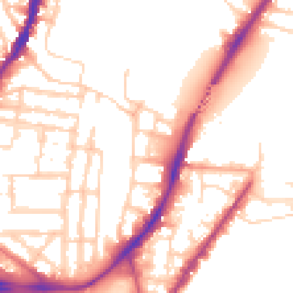 Daytime road noise heatmap for SO14 0PX