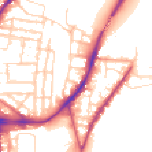Daytime road noise heatmap for SO14 0PY