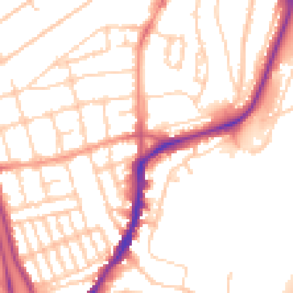 Daytime road noise heatmap for SO14 0SL